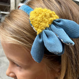 Cerchietto LAB Flower giallo e azzurro base azzurro