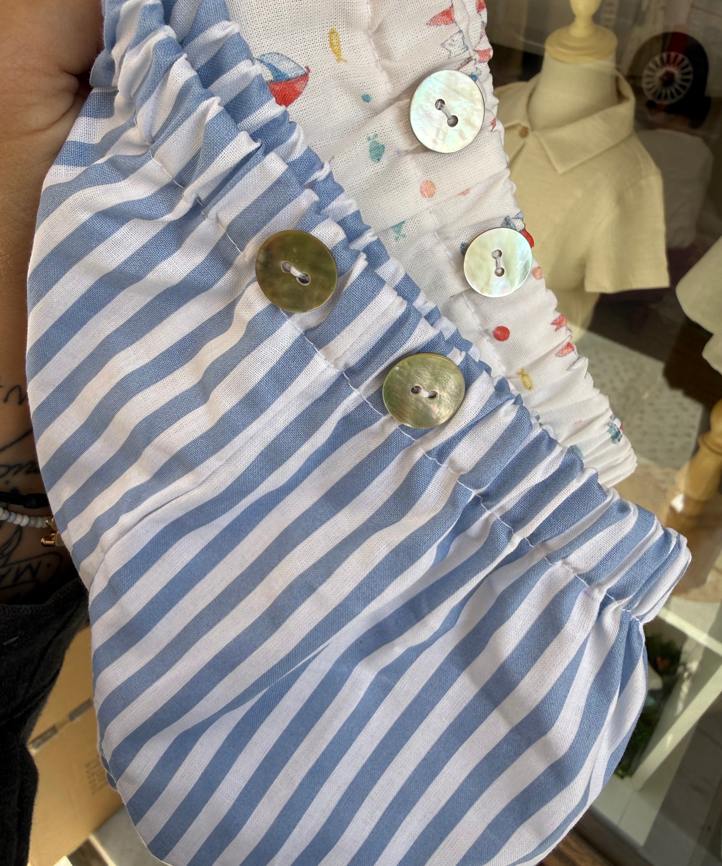 Bloomers LAB coulotte in cotone righe azzurro e bianco