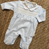 Tutina azzurro baby con ricamo smock TL52M Baby Gi