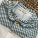 Tutina in ciniglia latte con dettaglio vichy FW53B