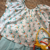 Camicetta LAB in tessuto anni 70 originale fantasia fiorellini tiffany arancio