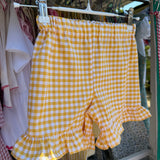 Shorts LAB frill vichy giallo e bianco