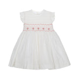 Abito Capri bianco con ricamo smock rosa Tartaleta B8101