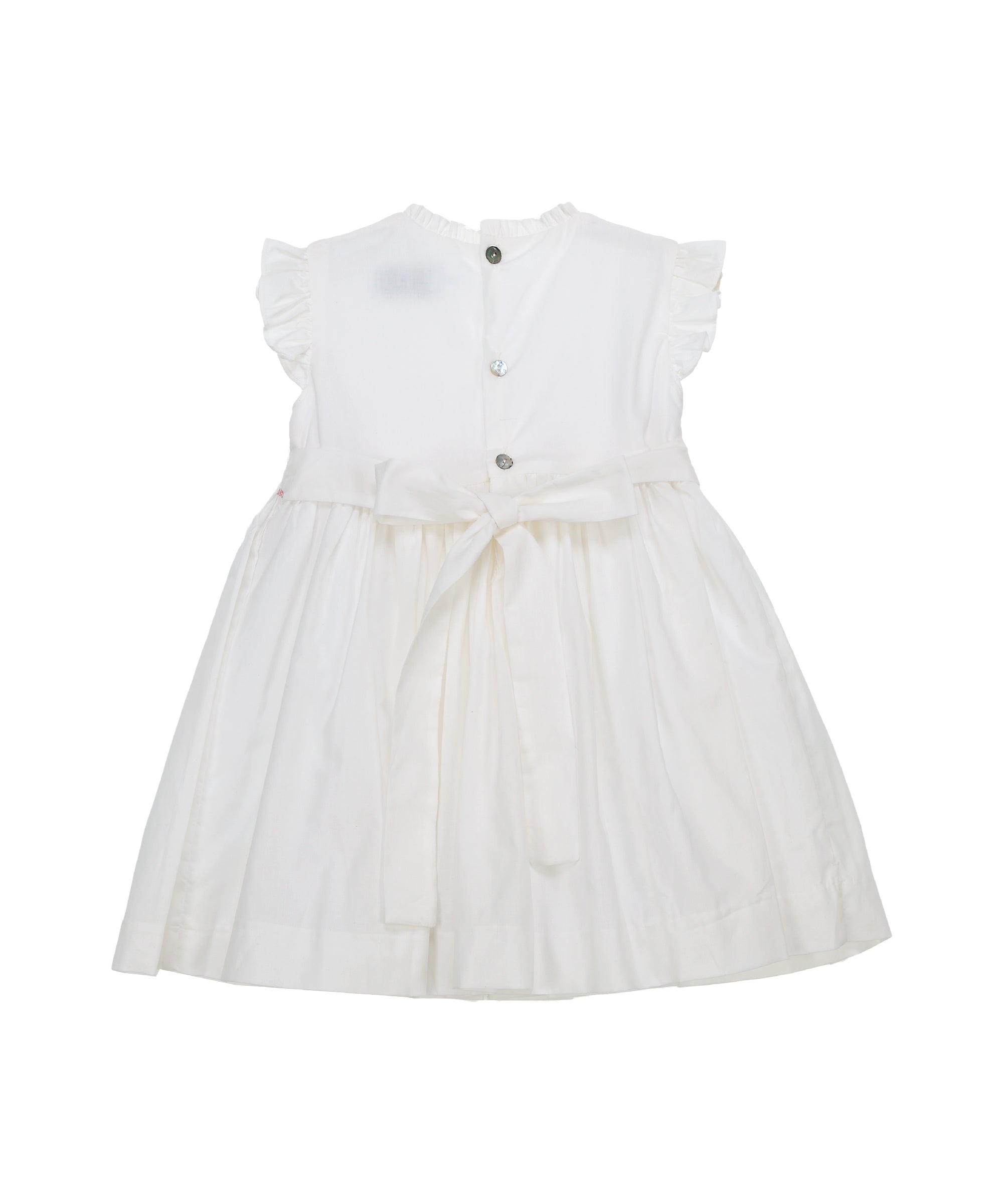 Abito Capri bianco con ricamo smock rosa Tartaleta B8101