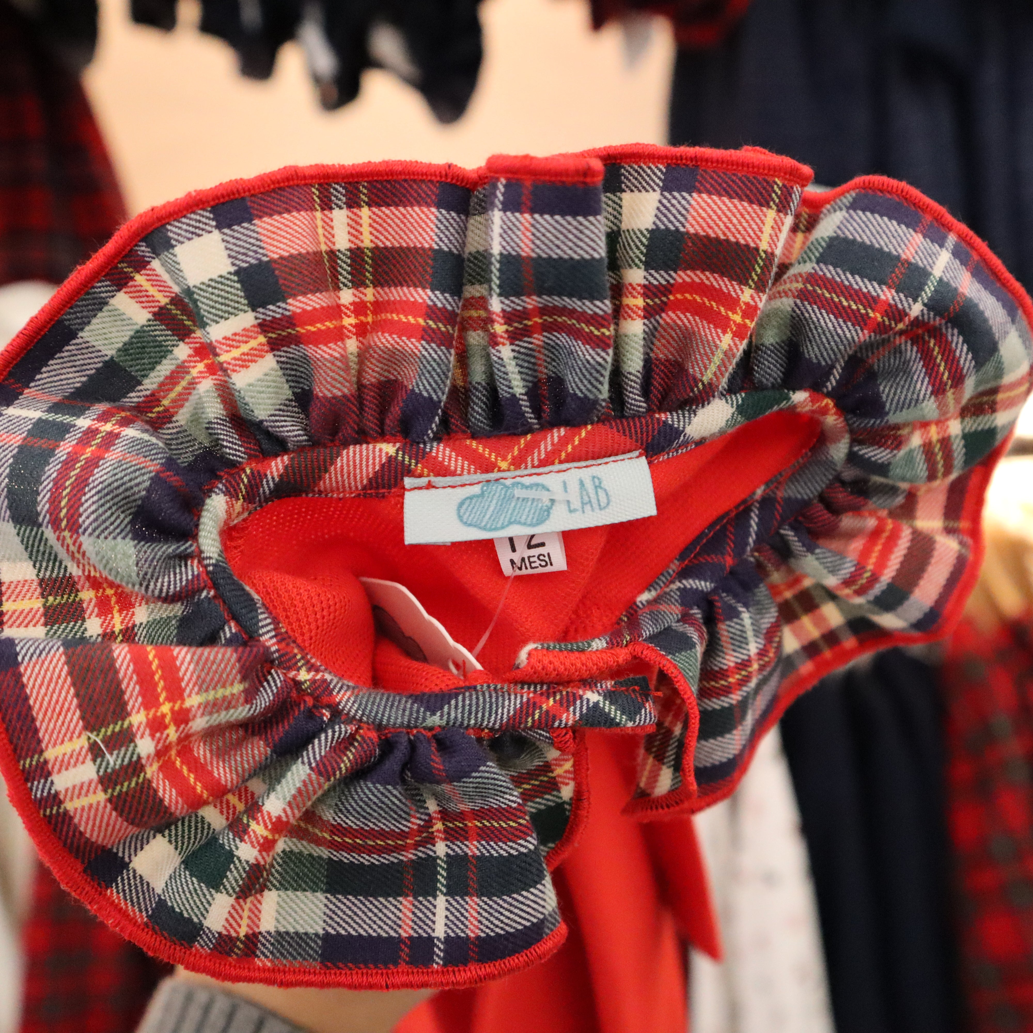 Polo LAB collo tartan frill rossa