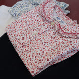 Camicia fiorellini toni rosso manica lunga ricamo punto smock FCCM028CAPR