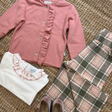 Pantalone gaucho Magil quadri rosa grigio e panna IN25065