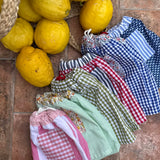 Costume boxer LAB in cotone fiorellini bianco e blu dettagli righe