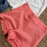 Shorts corallo rifinitura frill DK356
