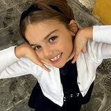 Abito velluto blu girocollo con ricamo punto smock Malvi FCC038VEVV