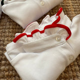 Polo LAB bianco con collo tulipano profilato in velluto