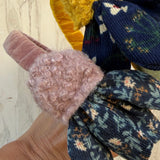 Cerchietto LAB Flower fantasia base velluto rosa