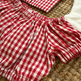 Top elasticato a mezza manica vichy rosso e bianco 524 47 Pepecè