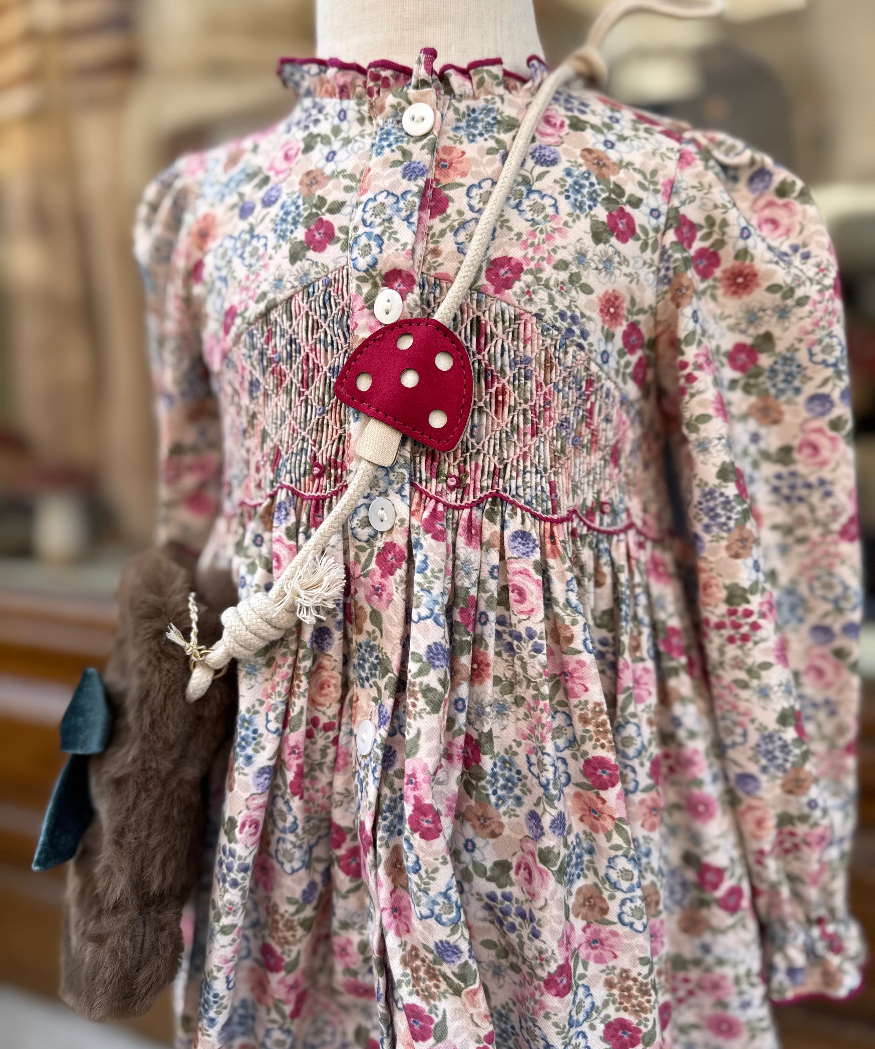 Abito Lola fantasia fiori con ricamo smock 37011 Kidiwi