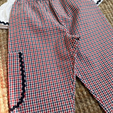Pantalone Luisa LAB micro vichy rosso blu e bianco con tasca rifinita da serpentina