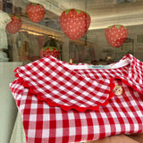 Camicetta LAB vichy rosso e bianco serpentina
