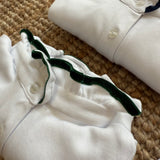 Polo LAB bianco con collo tulipano profilato in velluto