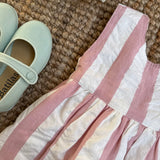 Abito maxi riga rosa e bianco incrociato su schiena Pigeon 26CRODSW
