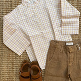 Camicia coreana quadro pesca e giallo Mariella Ferrari CAD4