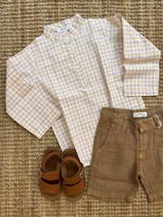 Camicia coreana quadro pesca e giallo Mariella Ferrari CAD4