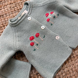 Cardigan links misto cashmere salvia ricamato a mano Malvi FCCI118GFLL