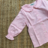 Camicetta LAB Clizia quadretto vichy rosa e bianco con colletto petalo a manica lunga