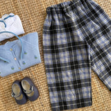 Pantalone ampio LAB tartan grigio blu