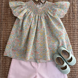 Camicetta fantasia fiorellini ricamo smock Bergenie Kidiwi 36142