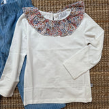 T-shirt in jersey con colletto fantasia fiorellini IN26036