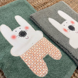 Asciugamano oliva CONIGLIO - Tessuti e Vissuti capsule x LANUVOLALAB