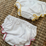 Bloomers LAB coulotte in cotone con rouches bianco profilo giallo