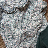 Camicia fantasia fiori petrolio colletto ricamato punto smock Malvi F26M023CAPA