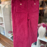 Pantalone palazzo in velluto a coste larghe ciliegia B9940 Tartaleta