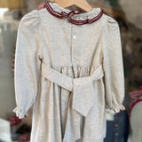 Abito Hars grigio melange con ricamo smock 37201 Kidiwi