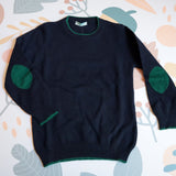 LAB crew neck sweater cashmere blend navy blue green profiles