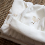 Newborn hat chenille white embroidered birds DBI2411023