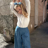 Pantalone LAB Ginny modello a palazzo con pences in denim