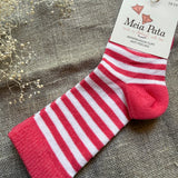 Calzino righe fucsia e bianco 1263M Meia Pata