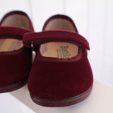 Scarpe ballerine in velluto bordeaux con strap 11351