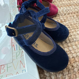 Ballerine in velluto blu con laccetto incrociato Batilas 105051