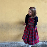 Red and blue tartan dress with smocking embroidery FCCM003VERR