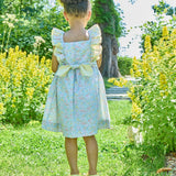 Abito ricamo smock fiori giallo Mélina Kidiwi 36141