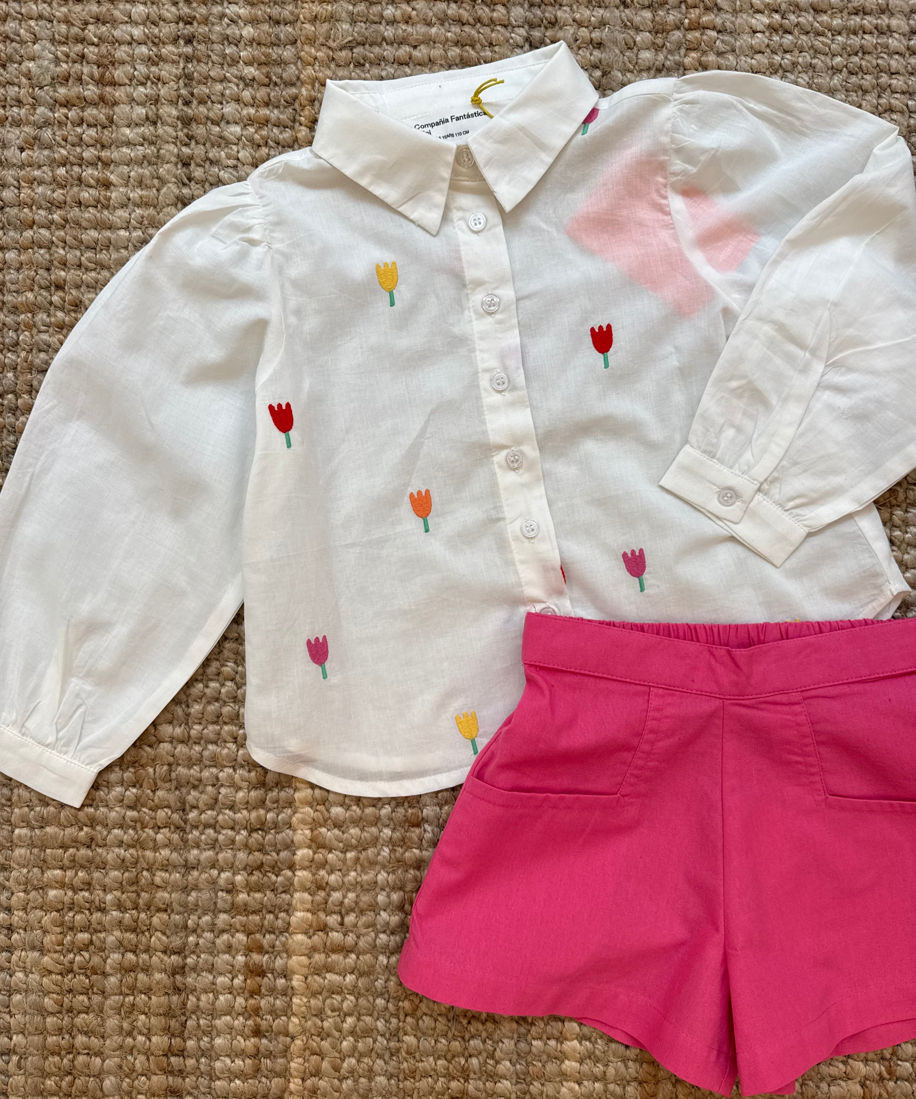 Camicia con tulipani ricamati Compania Fantastica 41421