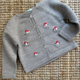 Cardigan tortora con ricamo a mano funghi Mi Lucero x LA NUVOLA LAB 24064
