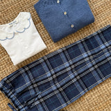 Pantalone 3/4 tartan blu e azzurro Malvi F26M030PNRS