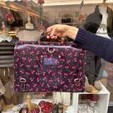 Borsa cartella grande con tracolla nera fantasia ciliegie Naj-Oleari