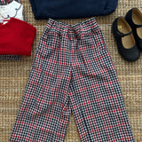 Pantalone palazzo quadretto rosso e blu Malvi F26M031PNNC