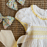 Abito ricamo smock plumetis giallo Hars Kidiwi 36191