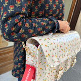 Borsa cartella grande con tracolla bianco con fiorellini colorati Naj-Oleari