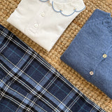 Pantalone 3/4 tartan blu e azzurro Malvi F26M030PNRS